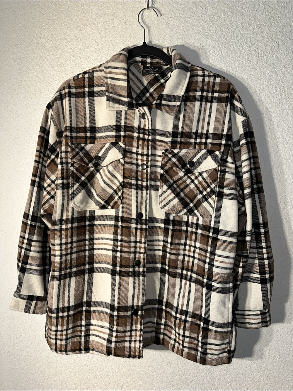 HFX Women's Plaid Flannel Oversized Jacket